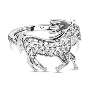 ELANZA Simulated Diamond Unicorn Ring in Platinum Overlay Sterling Silver
