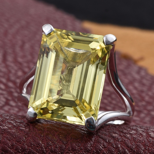 Simulated Yellow Sapphire (Oct) Ring in Sterling Silver