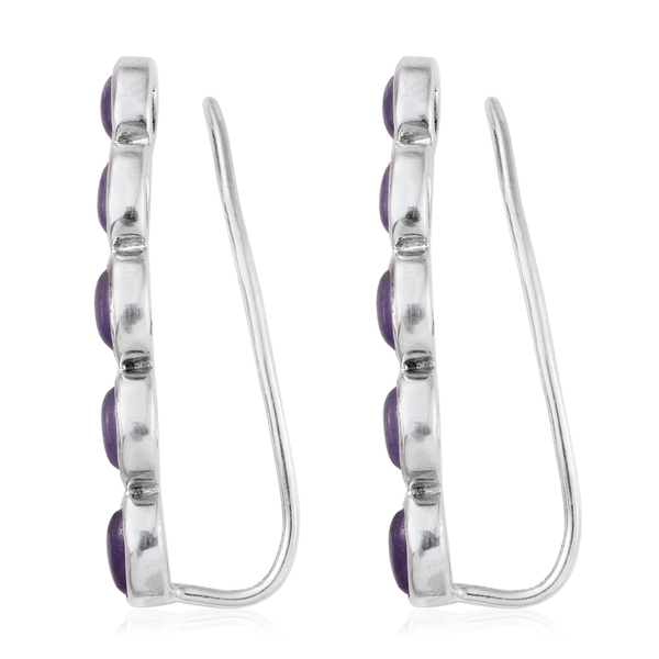 Purple Jade (Ovl) Climber Earrings in Platinum Overlay Sterling Silver 6.250 Ct.