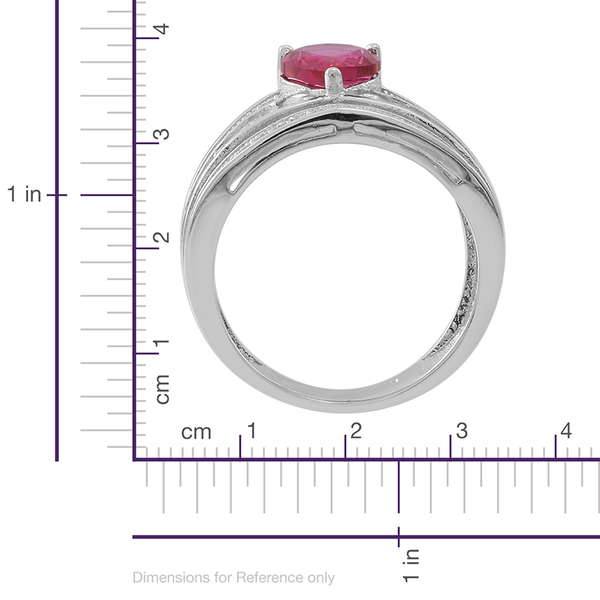 ELANZA AAA Simulated Pink Sapphire (Pear), Simulated White Diamond Ring in Rhodium Plated Sterling Silver