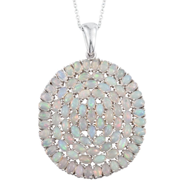 Ethiopian Welo Opal (Ovl) Cluster Pendant With Chain in Platinum Overlay Sterling Silver 12.750 Ct.