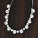 Lustro Stella Platinum Overlay Sterling Silver Cluster Necklace (Size 18) Made with Finest CZ 26.49 Ct, Silver wt. 8.80 Gms
