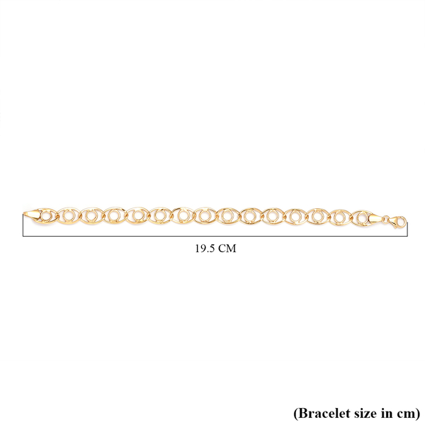14K Gold Overlay Sterling Silver Link Bracelet (Size - 7.5) with Lobster Clasp, Silver Wt. 8.23 Gms