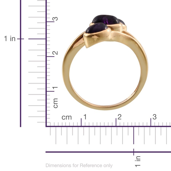 Amethyst (Ovl 1.25 Ct) 3 Stone Ring in 14K Gold Overlay Sterling Silver 3.000 Ct.