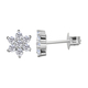 ELANZA Simulated Diamond Floral Stud Earrings (With Push Back) in Platinum Overlay Sterling Silver