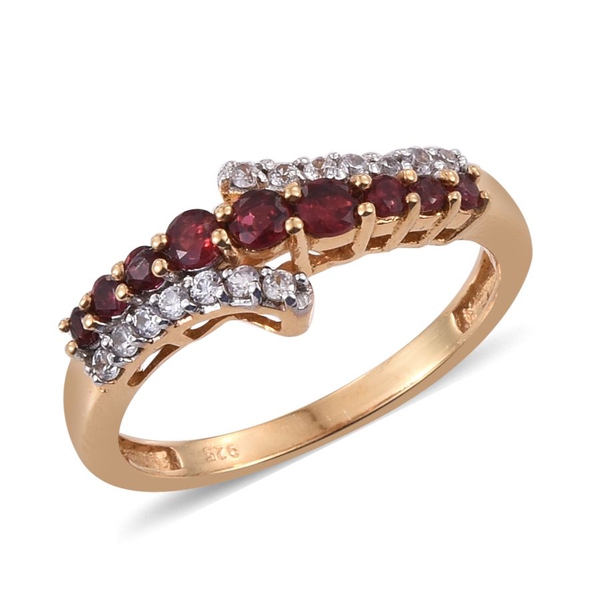 Mahenge Spinel (Rnd), Natural Cambodian Zircon Ring in 14K Gold Overlay Sterling Silver 0.750 Ct.
