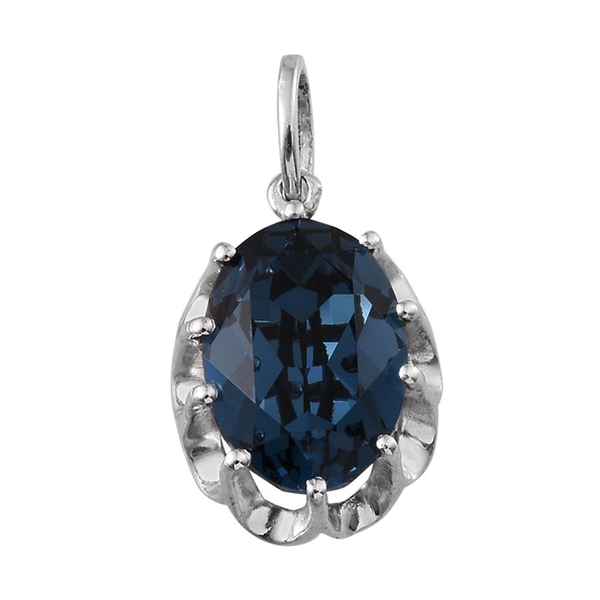 - Montana Crystal (Ovl) Solitaire Pendant in Platinum Overlay Sterling Silver