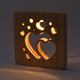 3D Wooden LED Light Heart Pattern with USB Port (Size: 19x19x3cm)