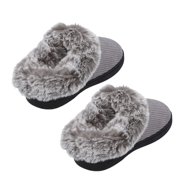 Classic Faux Fur Slipper (Size 5-6) - Grey