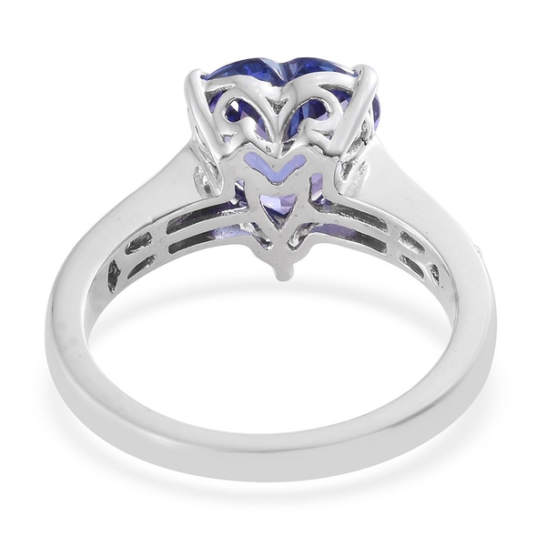 ILIANA 18K White Gold AAA Tanzanite (Hrt 2.90 Ct), Diamond (SI G-H) Heart Ring 3.150 Ct.
