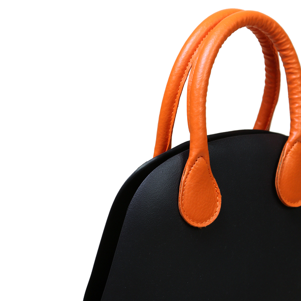 Italian O FIFTY Handbag with Small Handle (Size 38x30x13cm) - Black & Orange