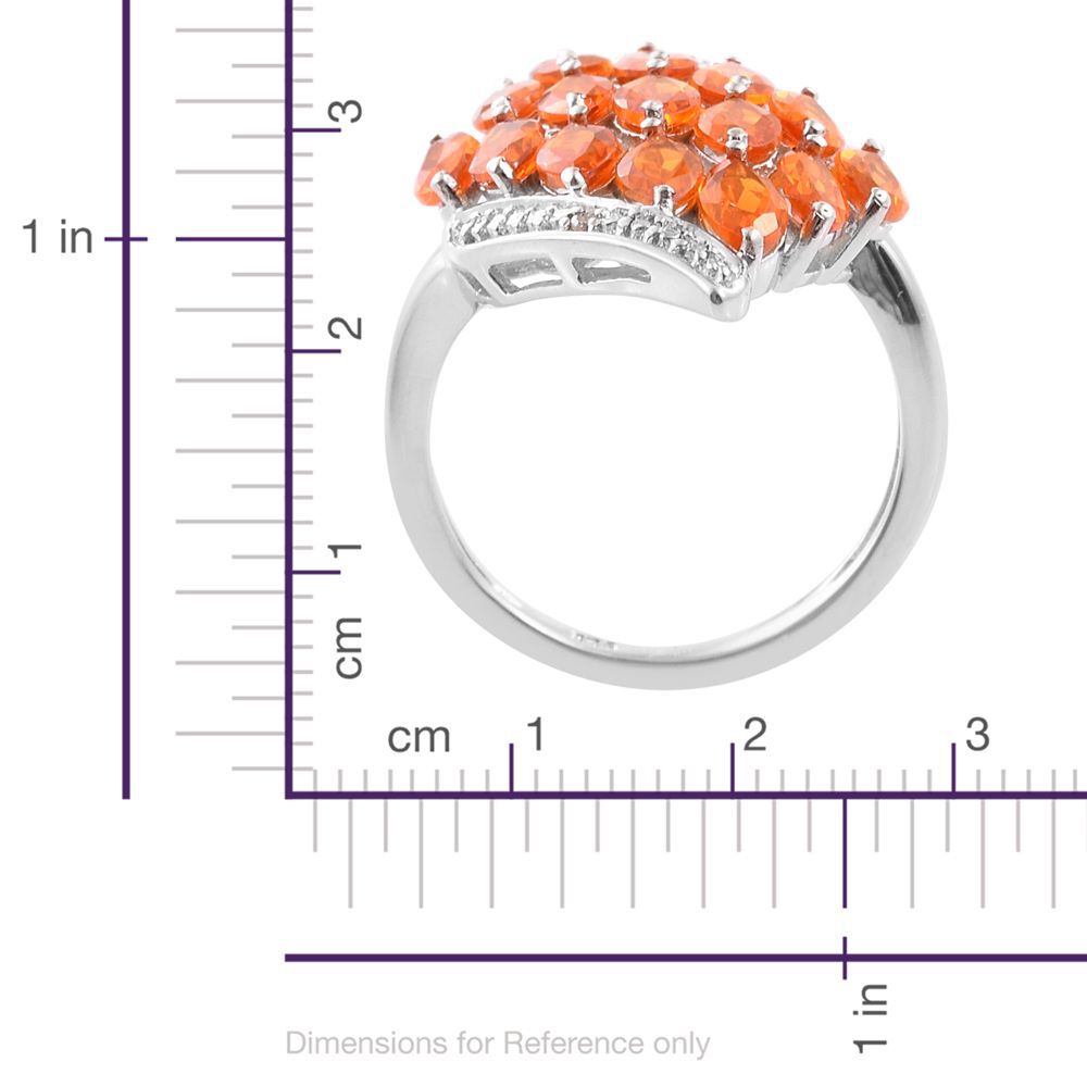 Jalisco Fire Opal (Mrq), Diamond Ring in Platinum Overlay Sterling Silver 2.010 Ct.