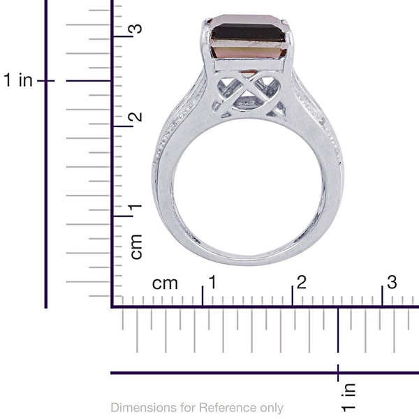 Bi-Colour Tourmaline Quartz (Oct 7.75 Ct), Rhodolite Garnet and Diamond Ring in Platinum Overlay Sterling Silver 9.520 Ct.