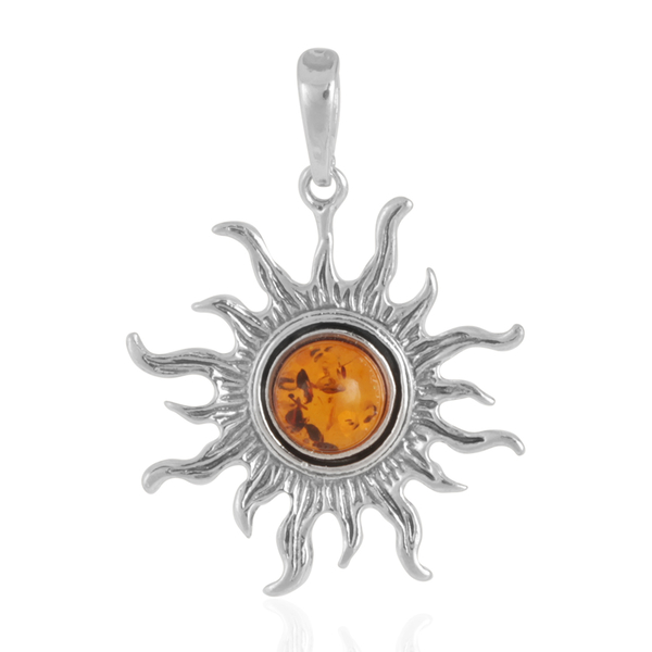 Baltic Amber (Rnd) Pendant in Sterling Silver
