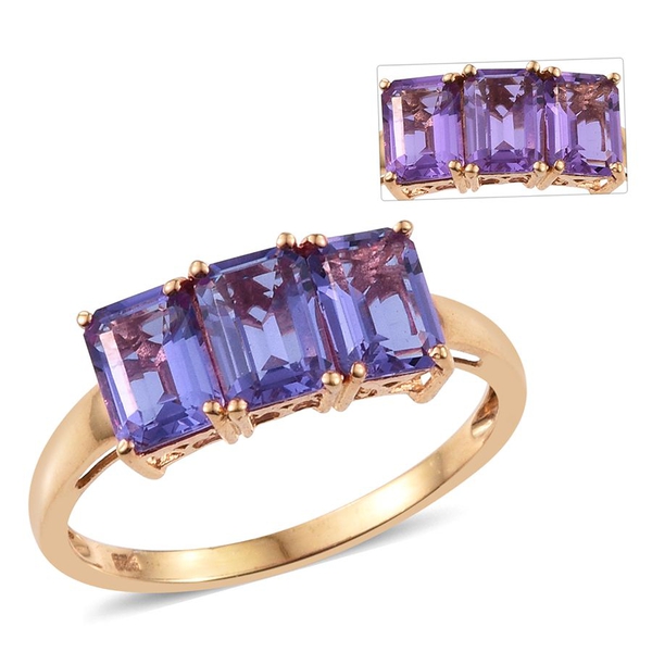 Lavender Alexite (Oct) Trilogy Ring in 14K Gold Overlay Sterling Silver 2.500 Ct.