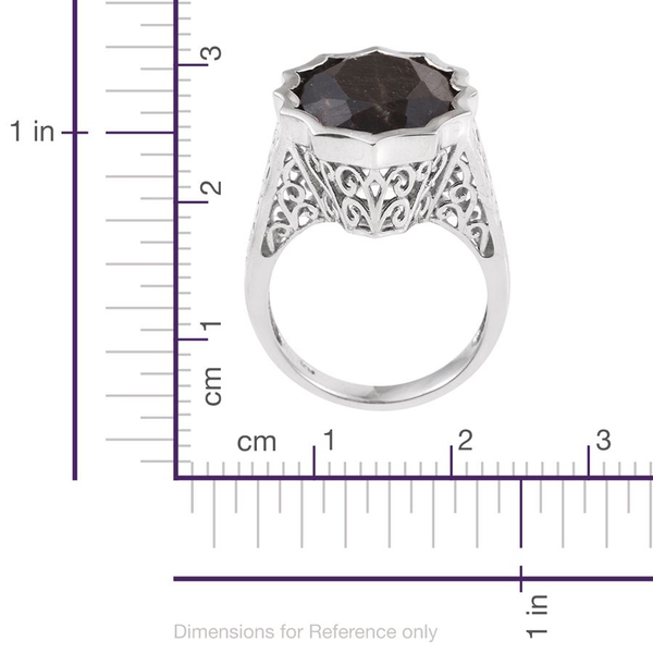 Natural Zawadi Golden Sheen Sapphire (Ovl) Ring in Platinum Overlay Sterling Silver 22.250 Ct.