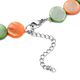 2 Piece Set - Orange and Green Shell Necklace (Size 20 with 2 inch Extender) and Hook Earrings in Silver Tone