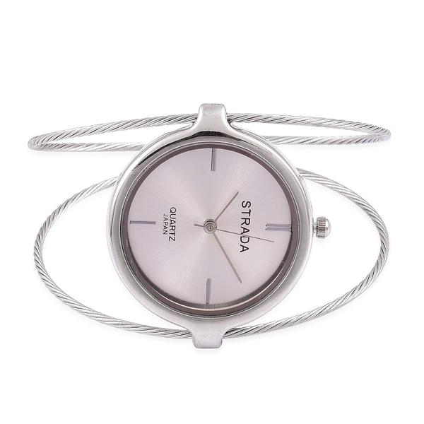 STRADA Japanese Movement Silver Colour Dial Water Resistant Bangle Watch in Silver Tone with Stainless Steel Back