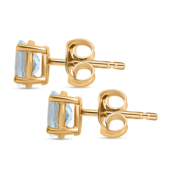 Aquamarine Earrings ( With Push Back) in 14K Gold Overlay Sterling Silver