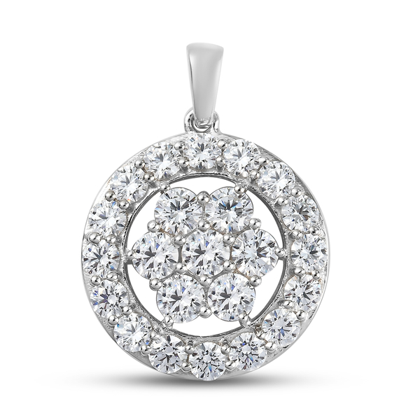 Lustro Stella Platinum Overlay Sterling Silver Pendant Made with Finest CZ 7.36 Ct.