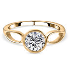 Moissanite Solitaire Ring (Size P) in 14K Gold Overlay Sterling Silver