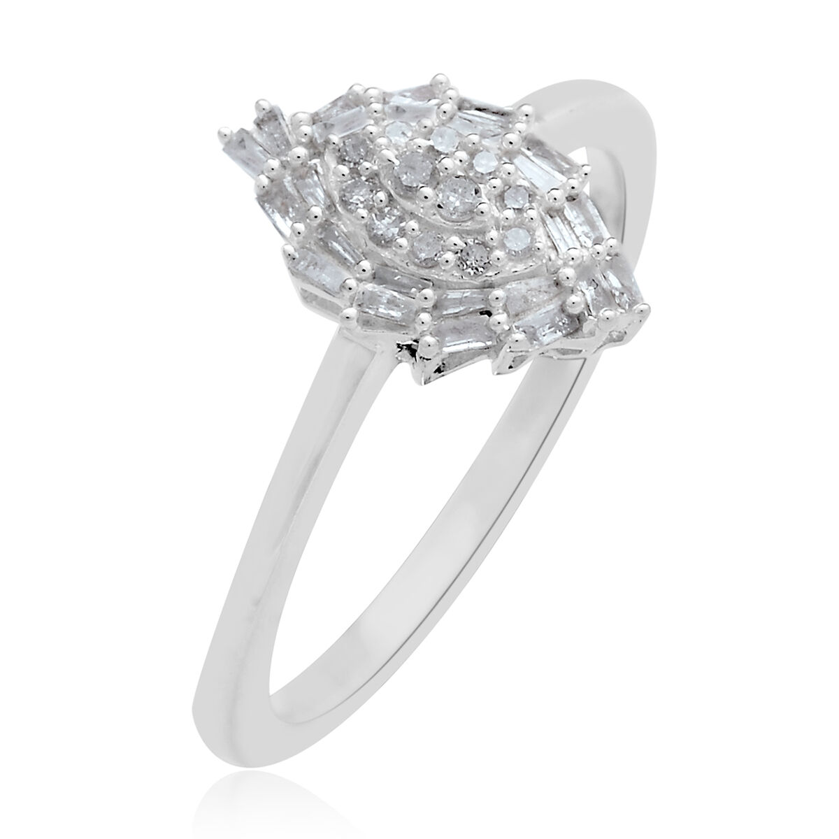 Designer Inspired- Fireworks Diamond (Rnd) Ring in Platinum Overlay Sterling Silver 0.330 Ct.