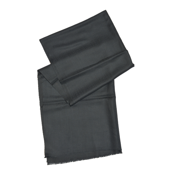 Limited Available - 100% Cashmere Wool Black Colour Shawl with Fringes (Size 200x70 Cm)