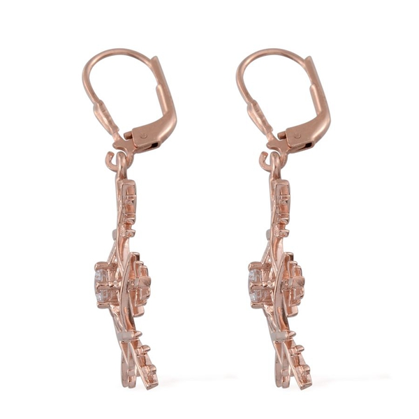 Lustro Stella - Rose Gold Overlay Sterling Silver (Rnd) Snowflake Lever Back Earrings Made with Finest CZ