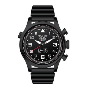 AVIATOR 5 ATM Water Resistant Smart Pilot Watch with Black Silicone Strap
