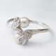 Freshwater Pearl and Simulated Diamond Ring in Rhodium Overlay Sterling Silver