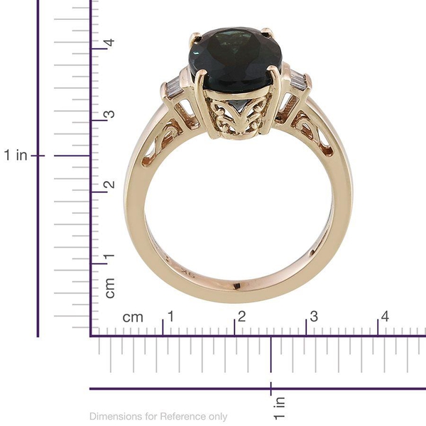 9K Y Gold Ocean Blue Apatite (Ovl 4.52 Ct), Diamond Ring 4.300 Ct.