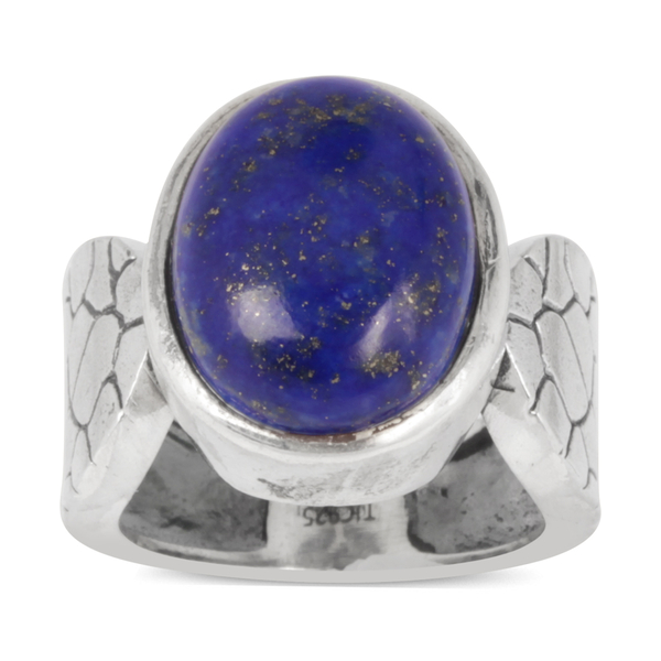 Tribal Collection of India Lapis Lazuli (Ovl) Solitaire Ring in Sterling Silver 9.500 Ct.