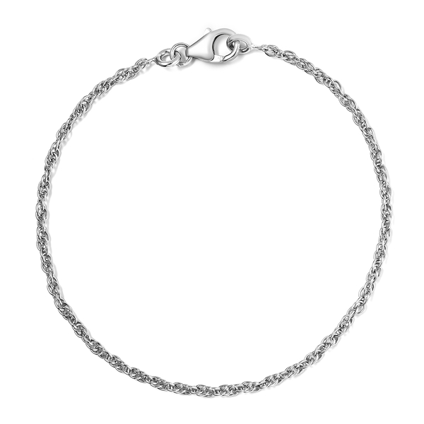 Italian Made- Platinum Overlay Sterling Silver Prince of Wales Bracelet (Size - 7.5) With Lobster Cl