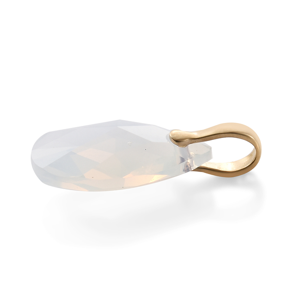 Lustro Stella -  -  White Opal Crystal (Pear 28x8) Solitaire Pendant in 14K Gold Overlay Sterling Silver