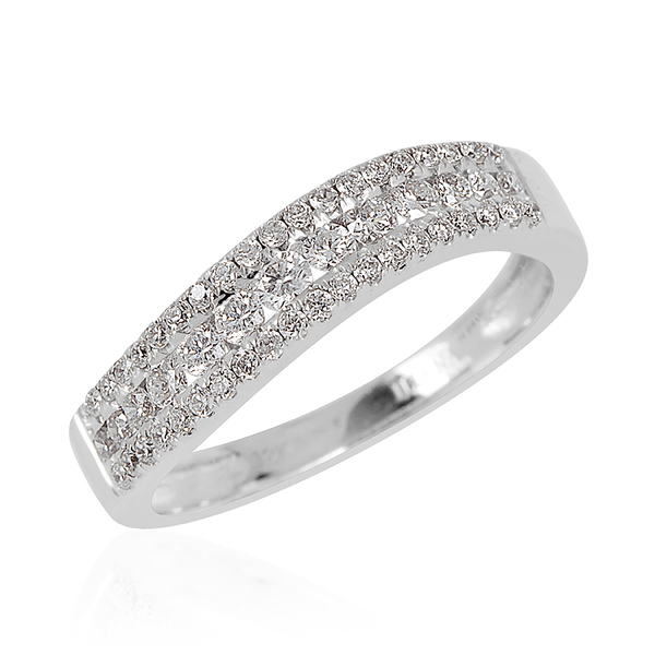 ILIANA 18K W Gold IGI Certified Diamond (Rnd) (SI/ F-H) Wave Ring 0.500 Ct.