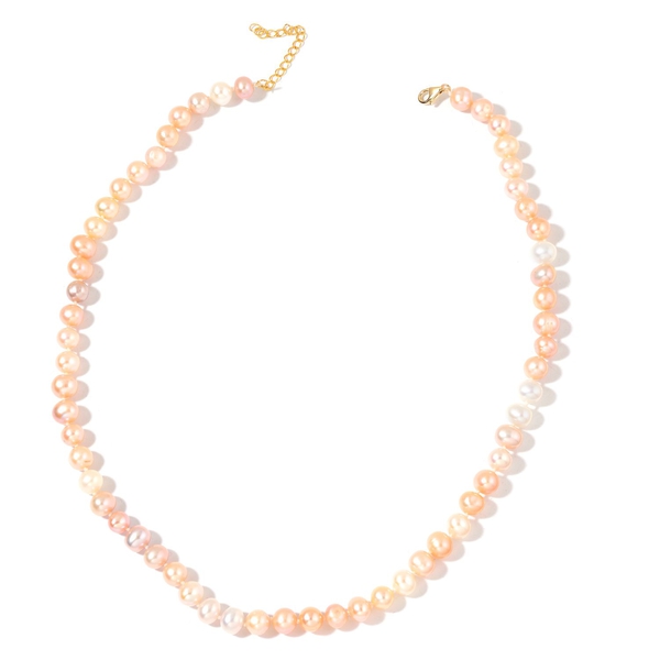 9K Y Gold Fresh Water Multi Colour Pearl (7-8 mm) Necklace (Size 18)