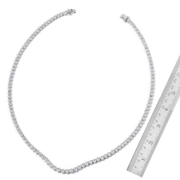 (Option 2) ELANZA AAA Simulated White Diamond Necklace (Size 18) in Rhodium Plated Sterling Silver