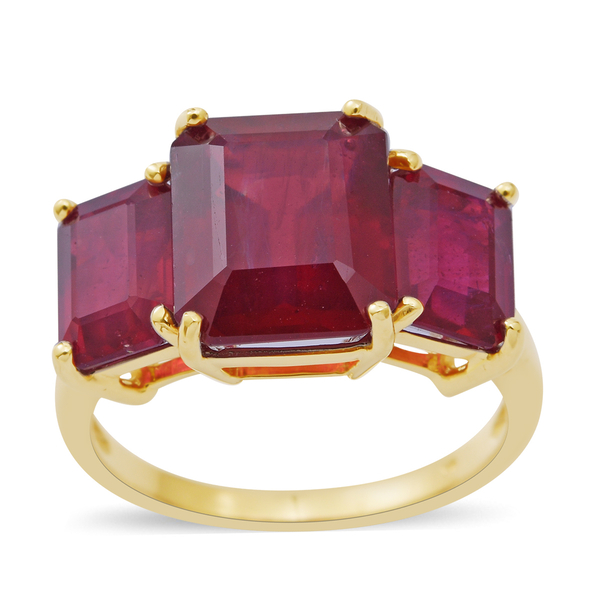 One Time Deal 11.5 Carat AA African Ruby Trilogy Ring in 9K Gold