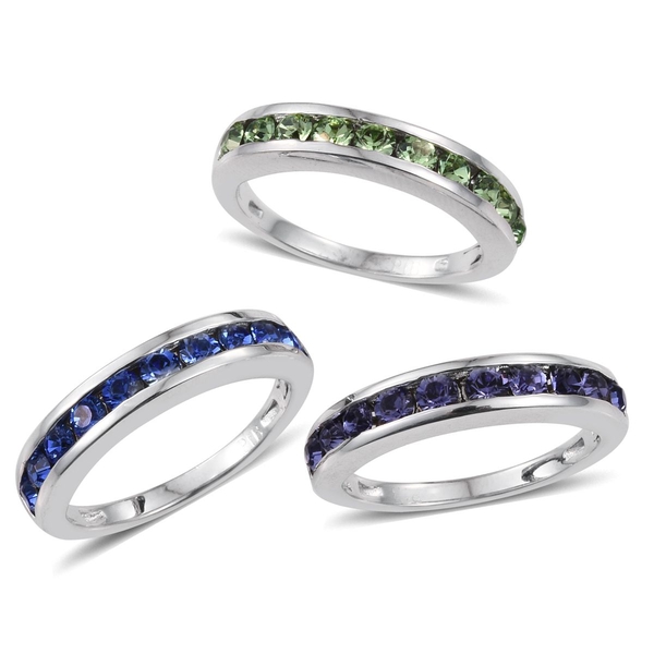 Set of 3 -  - Peridot Colour Crystal (Rnd), Sapphire Colour Crystal and Tanzanite Colour Crystal Hal