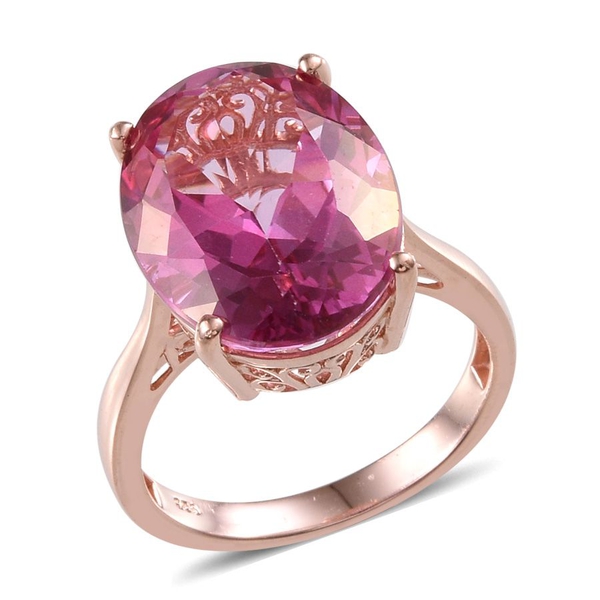 Mystic Pink Coated Topaz (Ovl) Ring in Rose Gold Overlay Sterling Silver 20.000 Ct.