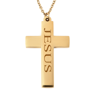 Personalised Engravable Cross Necklace in Stainless Steel, Size 20"