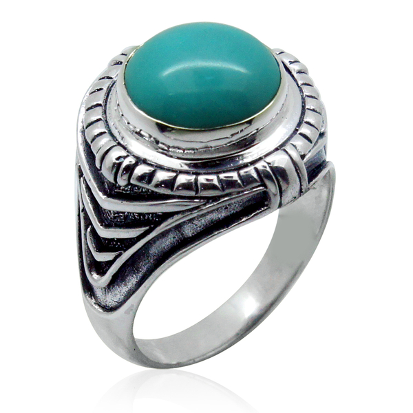 Royal Bali Collection Arizona Sleeping Beauty Turquoise (Rnd) Solitaire Ring in Sterling Silver 7.23