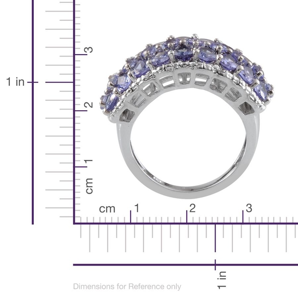 Tanzanite (Pear), Diamond Ring in Platinum Overlay Sterling Silver 3.170 Ct.