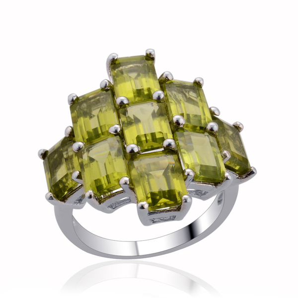 Hebei Peridot (Oct) Ring in Platinum Overlay Sterling Silver 10.500 Ct.