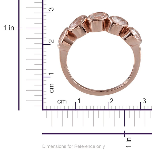 Marropino Morganite (Ovl) 5 Stone Ring in Rose Gold Overlay Sterling Silver 1.750 Ct.