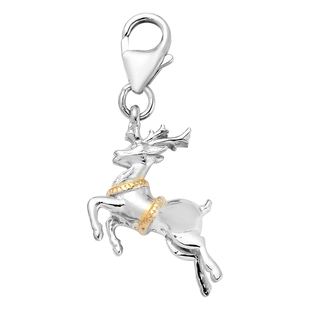 Platinum and Yellow Gold Overlay Sterling Silver Deer Charm