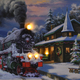 4 LED Christmas Train Painting (Size 40X30X1 CM) - Warm Light