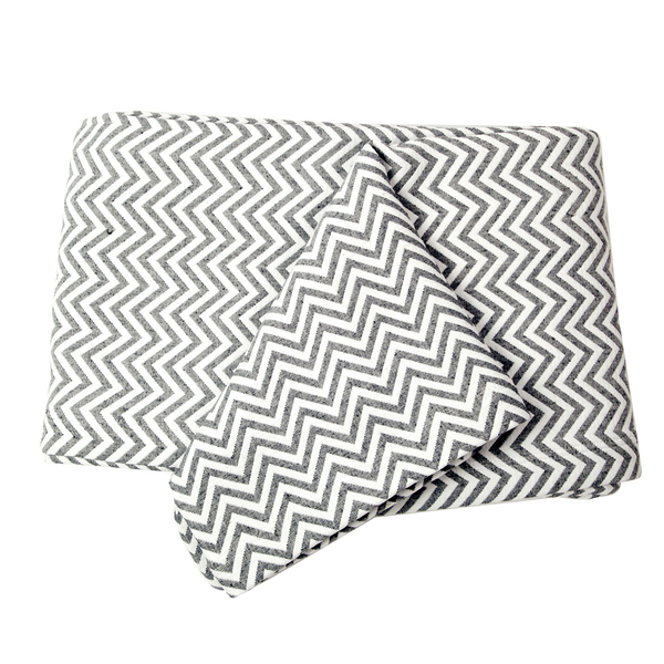 Woven in Portugal Doubleface Pique Bedspread Zigzag Grey-White 240x260 cm 80% Egyptian Cotton 20% Po