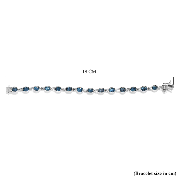 London Blue Topaz Bracelet (Size - 7) in Platinum Overlay Sterling Silver 12.07 Ct, Silver Wt. 9.00 Gms