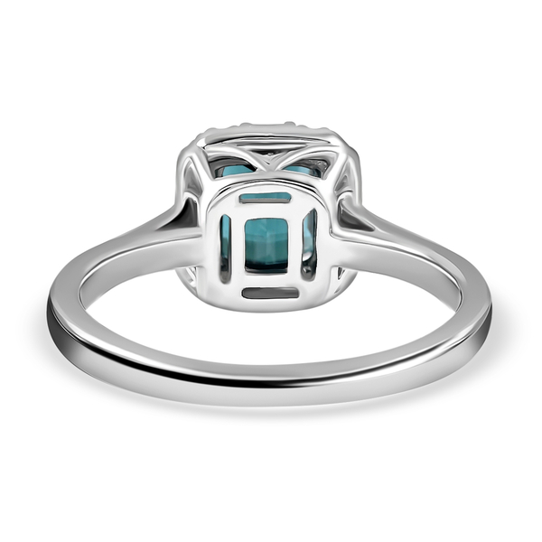 950 Platinum AGI Certified AAAA Indicolite White Diamond (VS / E-F) Solitaire Ring 1.20 Ct, Platinum Wt. 5.48 Gms